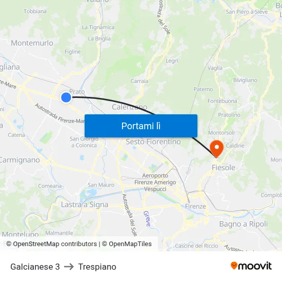 Galcianese 3 to Trespiano map