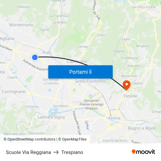 Scuole Via Reggiana to Trespiano map