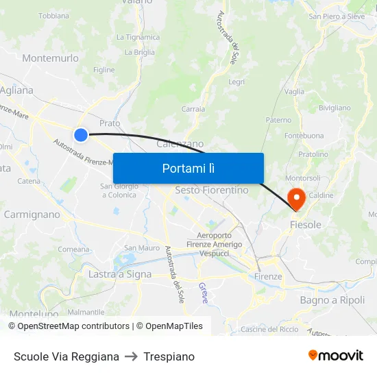 Scuole Via Reggiana to Trespiano map