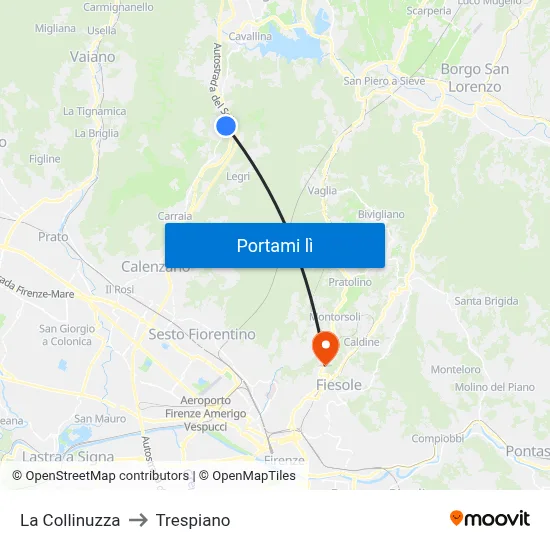 La Collinuzza to Trespiano map