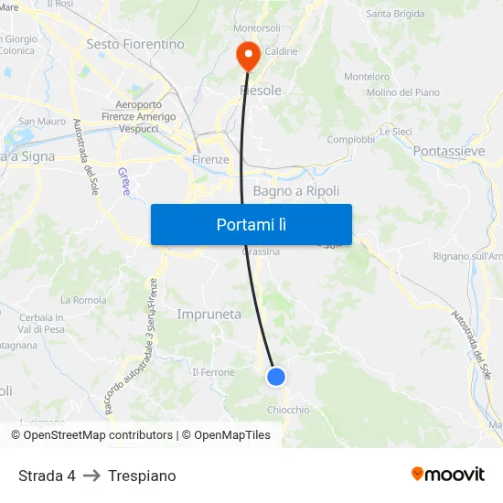 Strada 4 to Trespiano map