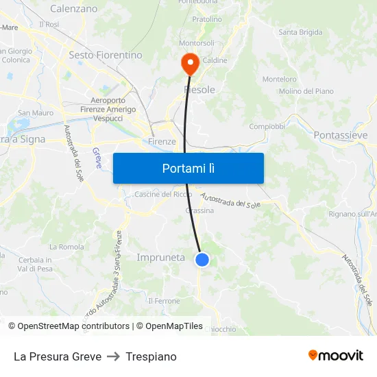 La Presura Greve to Trespiano map