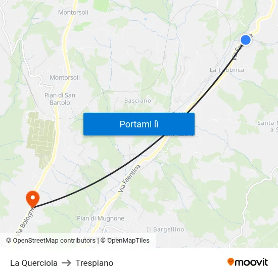 La Querciola to Trespiano map