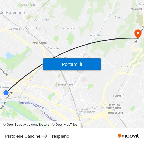 Pistoiese Cascine to Trespiano map