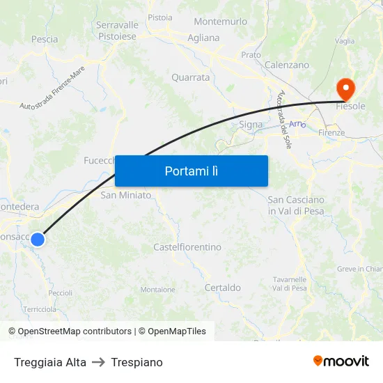 Treggiaia Alta to Trespiano map