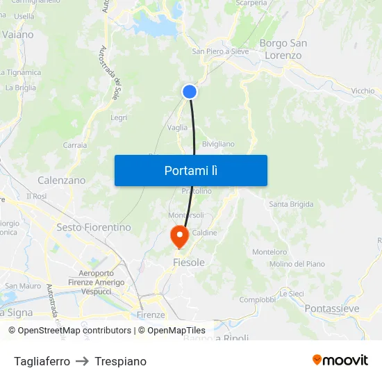 Tagliaferro to Trespiano map
