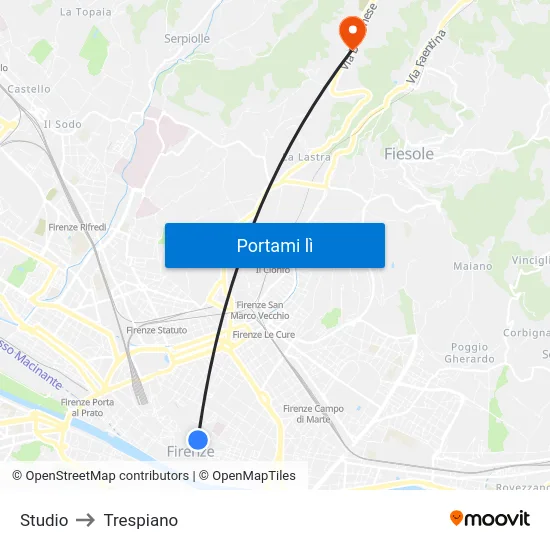 Studio to Trespiano map