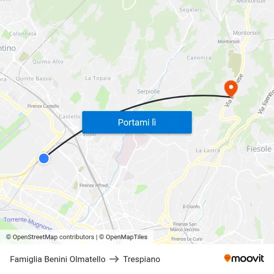 Famiglia Benini Olmatello to Trespiano map