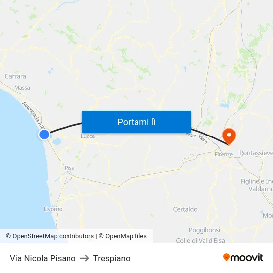 Via Nicola Pisano to Trespiano map