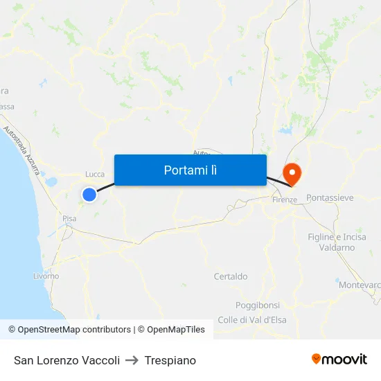 San Lorenzo Vaccoli to Trespiano map