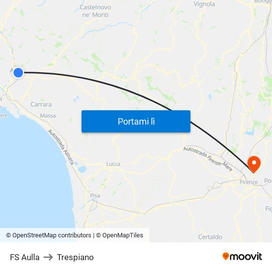 FS Aulla to Trespiano map
