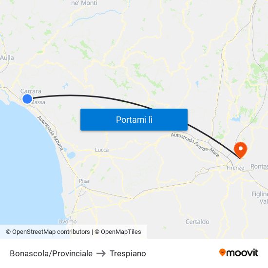 Bonascola/Provinciale to Trespiano map