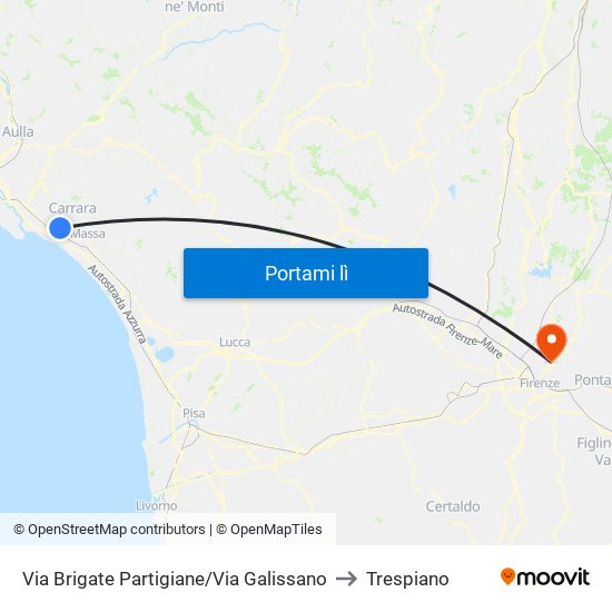 Via Brigate Partigiane/Via Galissano to Trespiano map