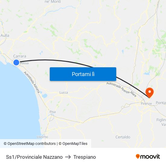 Ss1/Provinciale Nazzano to Trespiano map