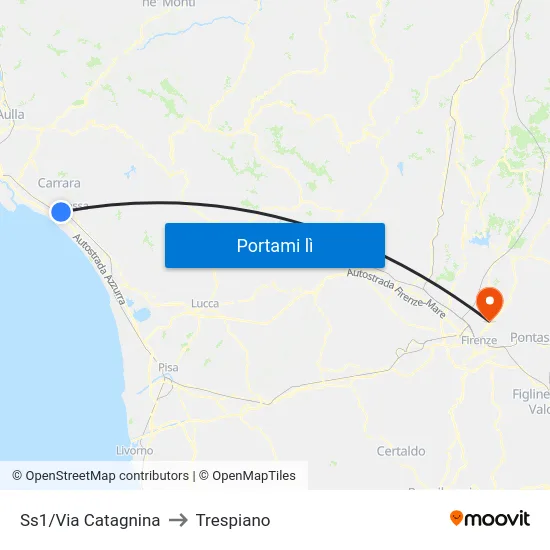 Ss1/Via Catagnina to Trespiano map