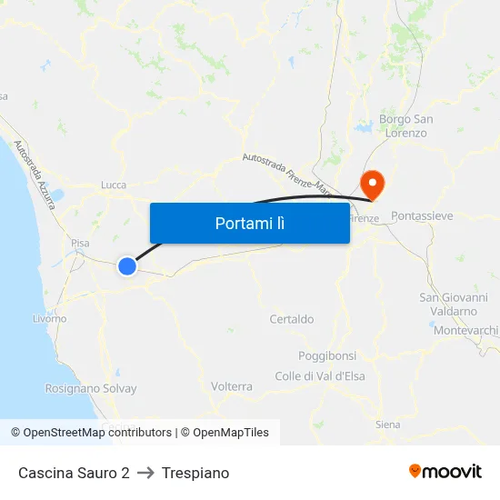 Cascina Sauro 2 to Trespiano map