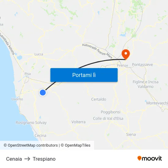 Cenaia to Trespiano map