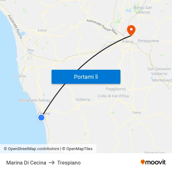 Marina Di Cecina to Trespiano map