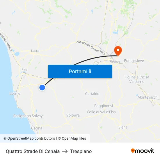 Quattro Strade Di Cenaia to Trespiano map