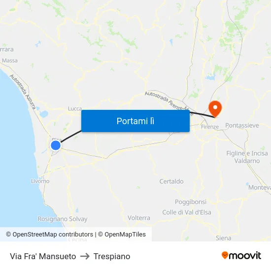 Via Fra' Mansueto to Trespiano map