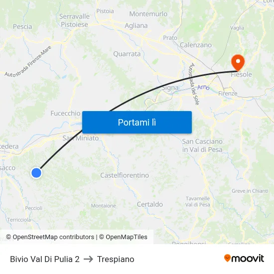 Bivio Val Di Pulia 2 to Trespiano map