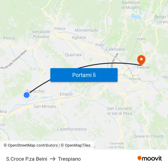 S.Croce P.za Beini to Trespiano map