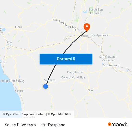 Saline Di Volterra 1 to Trespiano map