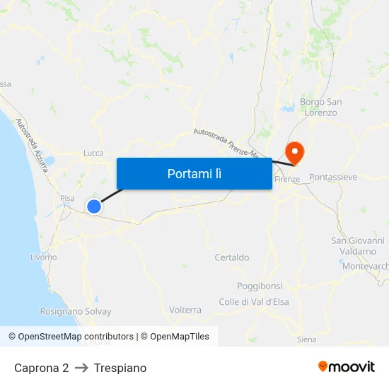 Caprona 2 to Trespiano map