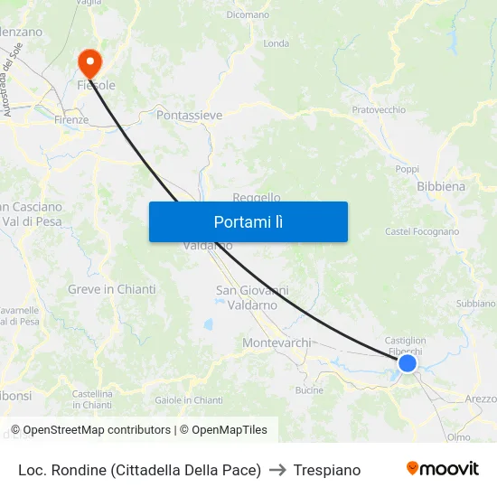 Loc. Rondine (Cittadella Della Pace) to Trespiano map
