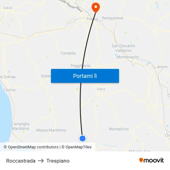 Roccastrada to Trespiano map