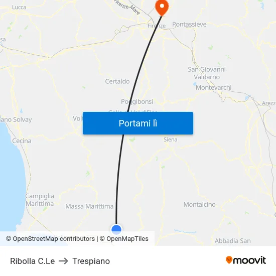 Ribolla C.Le to Trespiano map