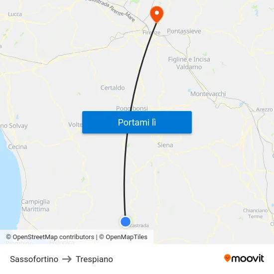 Sassofortino to Trespiano map