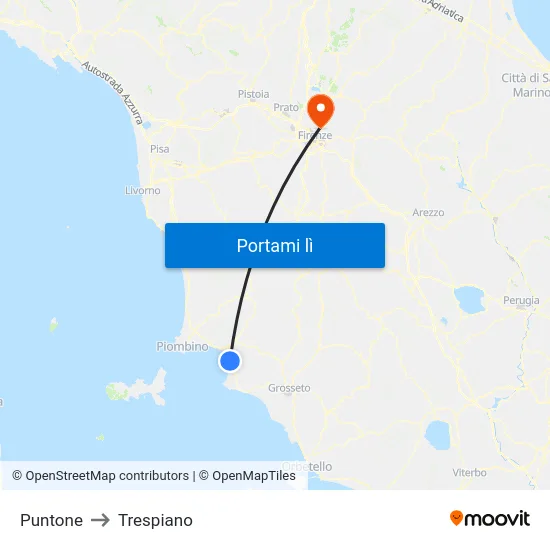 Puntone to Trespiano map