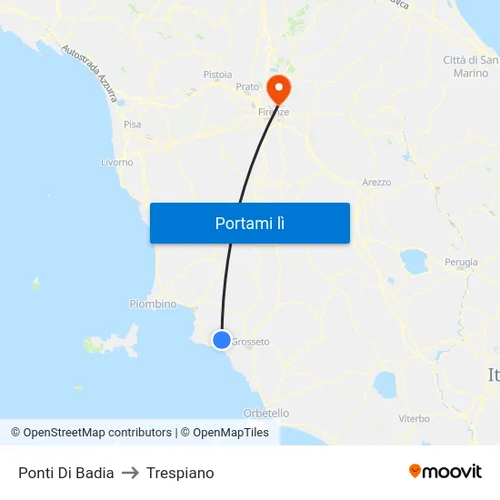 Ponti Di Badia to Trespiano map