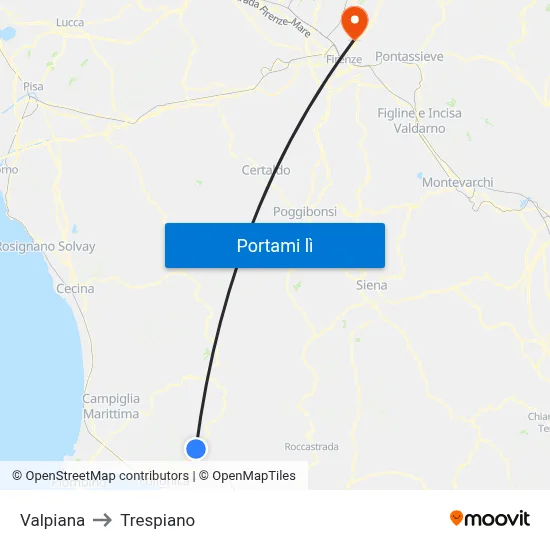 Valpiana to Trespiano map