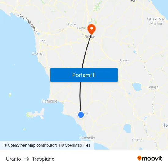 Uranio to Trespiano map