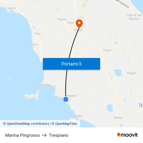Marina Pingrosso to Trespiano map