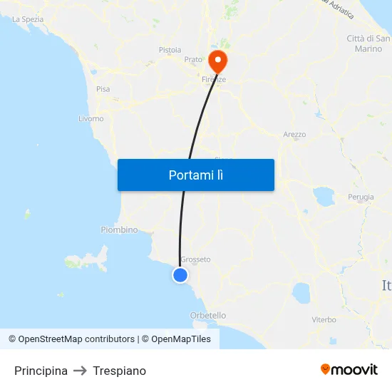 Principina to Trespiano map