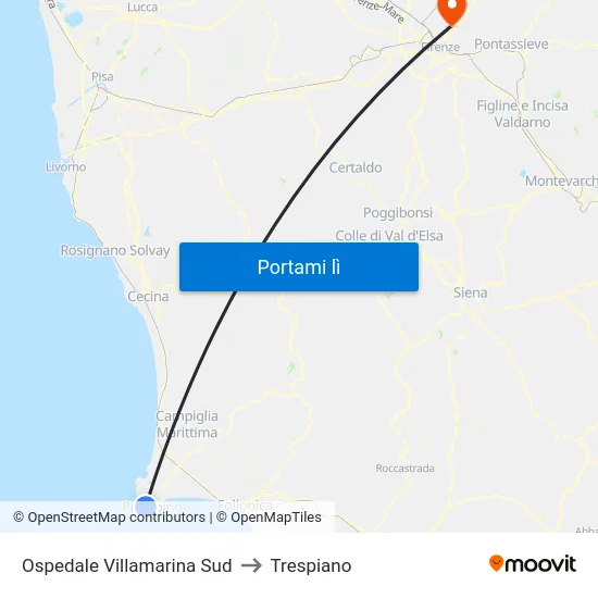 Ospedale Villamarina Sud to Trespiano map