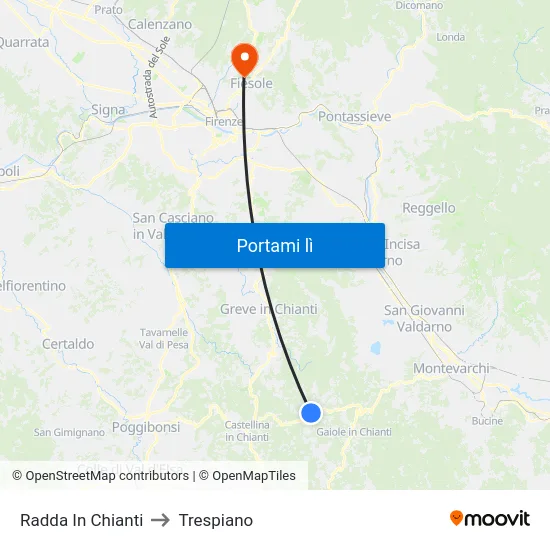 Radda In Chianti to Trespiano map