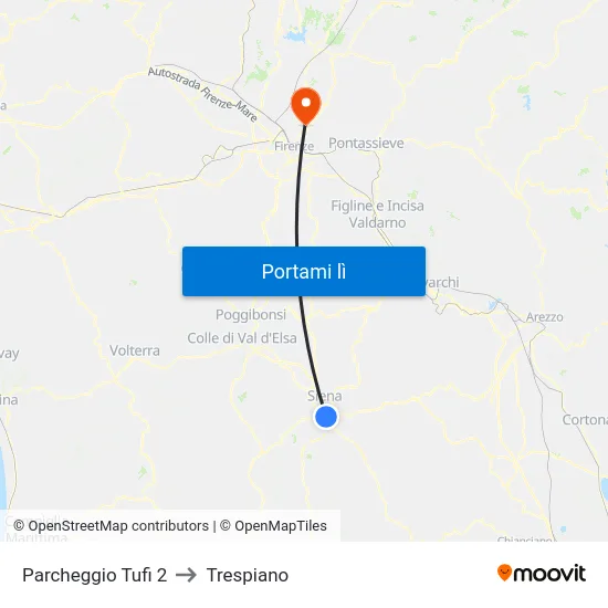 Parcheggio Tufi 2 to Trespiano map