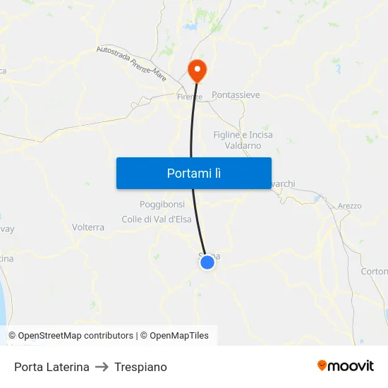 Porta Laterina to Trespiano map