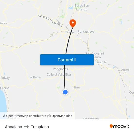 Ancaiano to Trespiano map