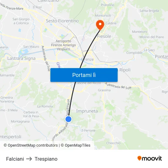 Falciani to Trespiano map
