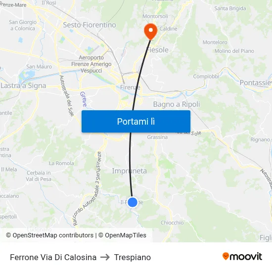 Ferrone Via Di Calosina to Trespiano map