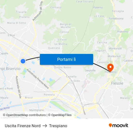 Uscita Firenze Nord to Trespiano map