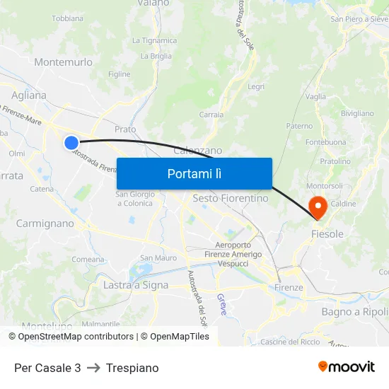 Per Casale 3 to Trespiano map