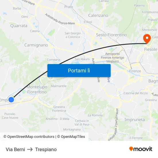 Via Berni to Trespiano map