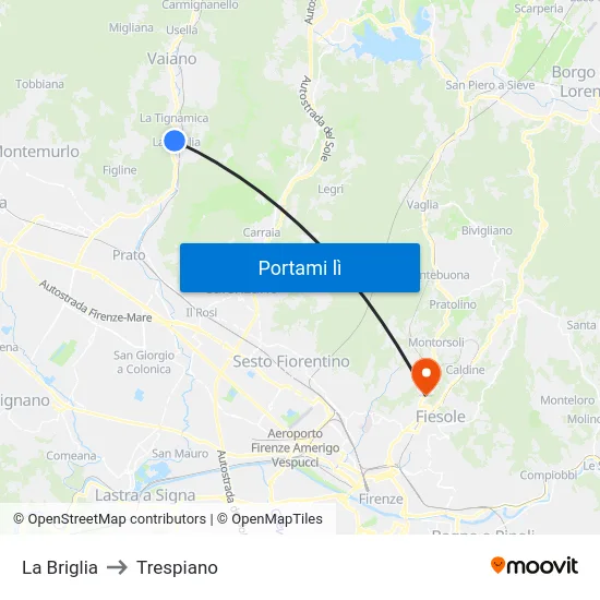 La Briglia to Trespiano map