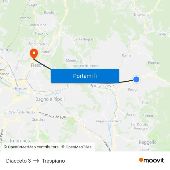 Diacceto 3 to Trespiano map